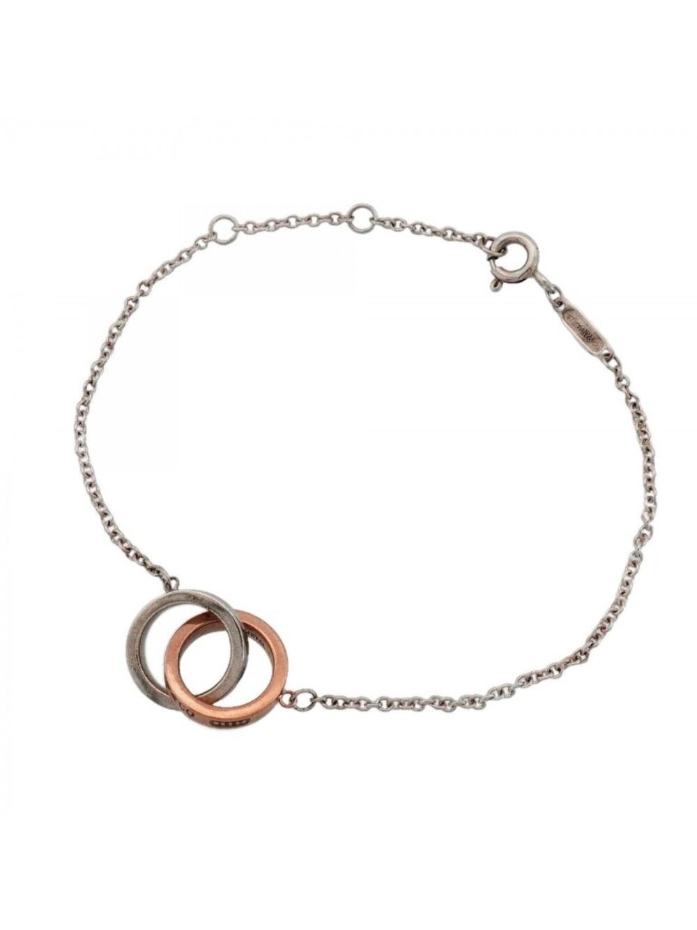 Tiffany & Co Bracelet Interlocking 925 Sterling Silver Gold Rubedo